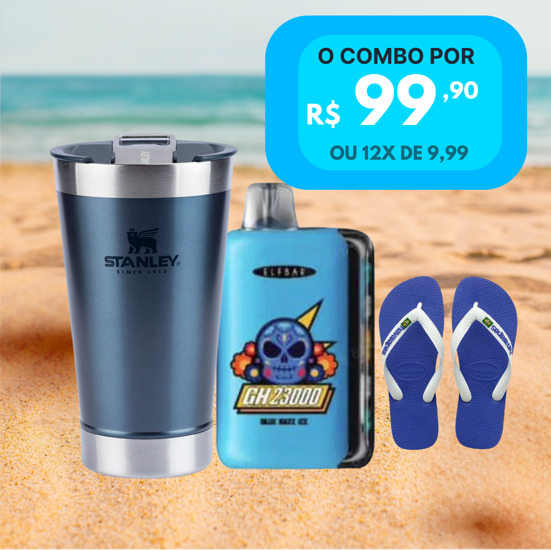 Pacote Refrescante: Pod Elfbar + Havaianas + Copo Stanley