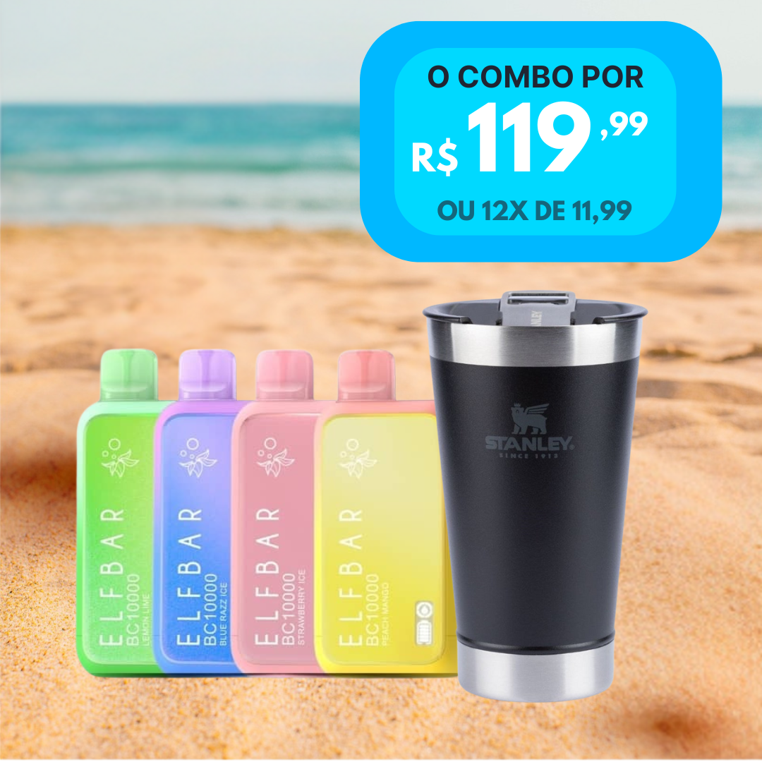 Combo Imperdível: 4 Pods Descartáveis Elfbar + Copo Stanley com Tampa