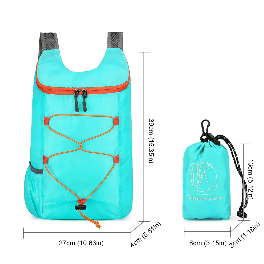 Mochila Dobrável Portátil 10L - Resistente à Água para Montanhismo, Ciclismo, Viagem e Acampamento