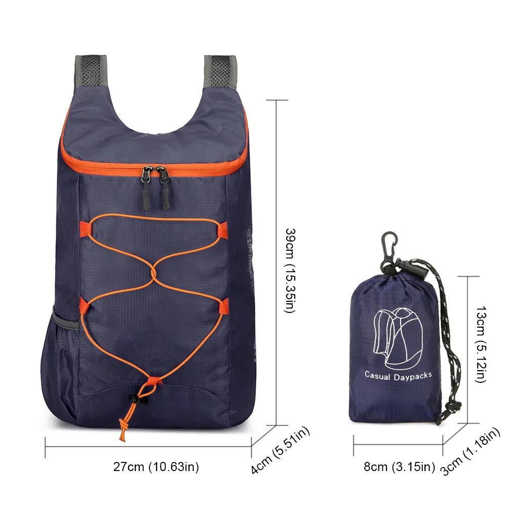 Mochila Dobrável Portátil 10L - Resistente à Água para Montanhismo, Ciclismo, Viagem e Acampamento