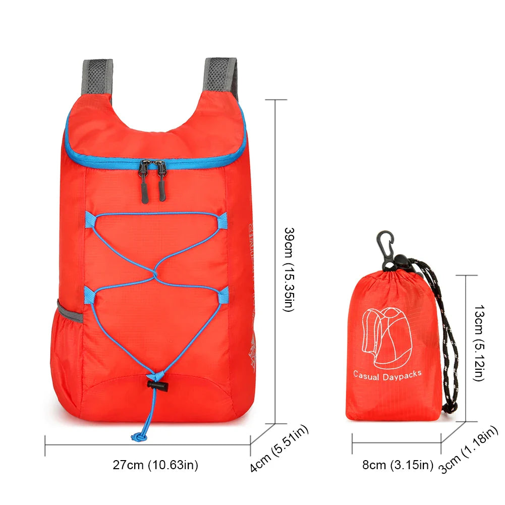 Mochila Dobrável Portátil 10L - Resistente à Água para Montanhismo, Ciclismo, Viagem e Acampamento