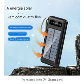 Carregador Portátil Power Bank Solar 10.000mah  Com cabos 5 Em1 LED lanterna