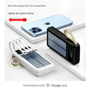 Carregador Portátil Power Bank Solar 10.000mah  Com cabos 5 Em1 LED lanterna