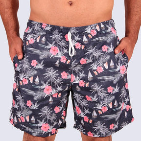 Short Praia Slim Floral Marinho