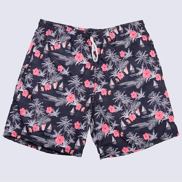 Short Praia Slim Floral Marinho